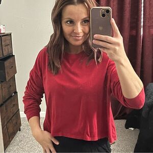 Hollister Cropped Long Sleeve Shirt Red Size XXS